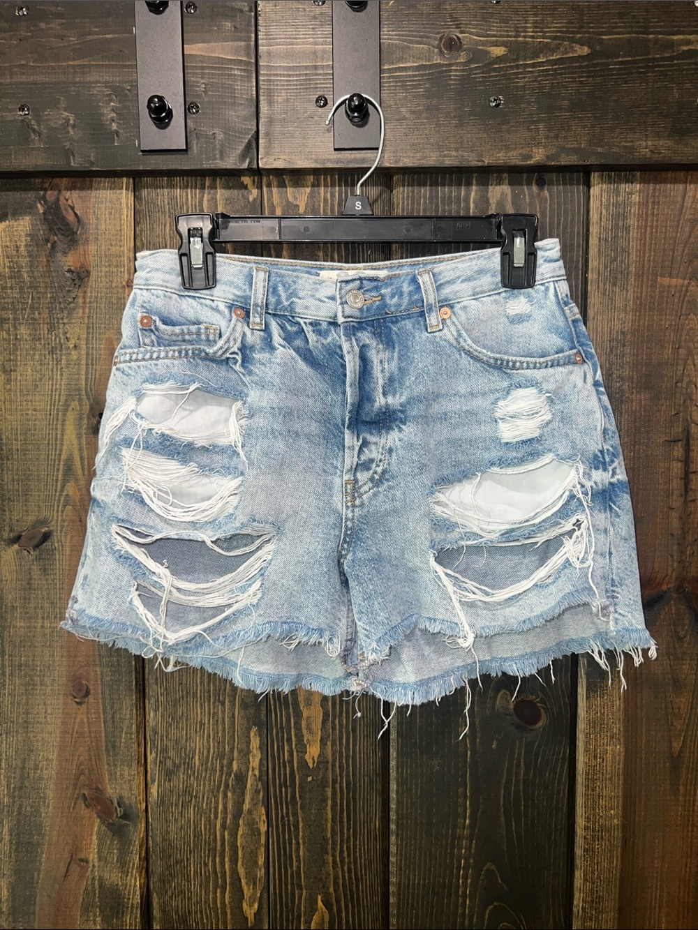 We The Free People Distressed Festival Shorts 28 Frayed Cutoffs Button Fly Boho